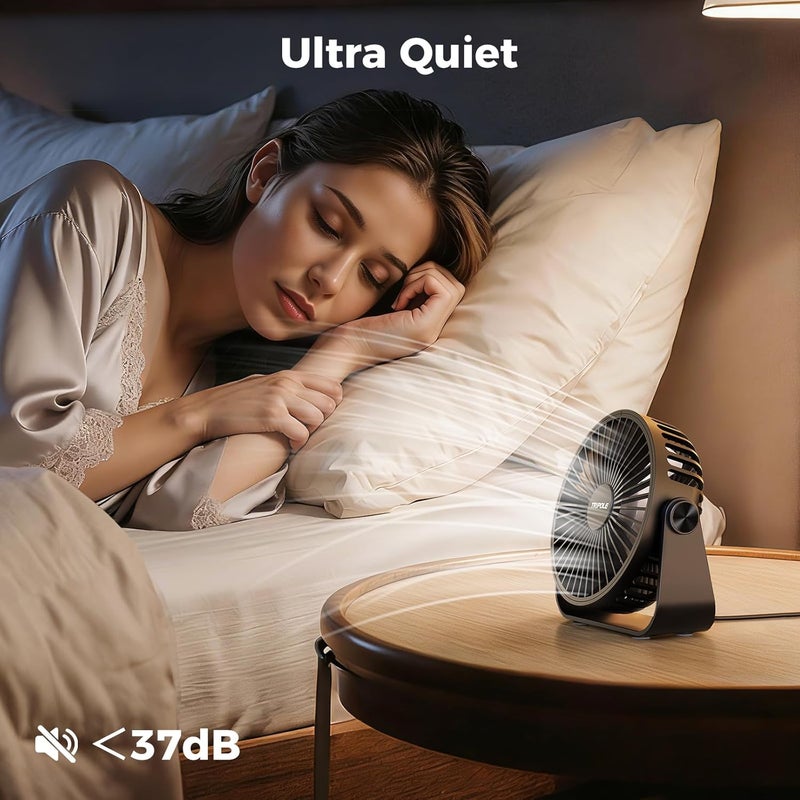 TriPole مروحة مكتب USB محمولة صغيرة قوية 3 سرعات هواء مروحة شخصية مكتبية مع دوران رأس 360° للاستخدام المنزلي والمكتبي والسيارة داخليًا وخارجيًا باللون الأسود، بدون بطارية، 4.5 بوصة - Image 3